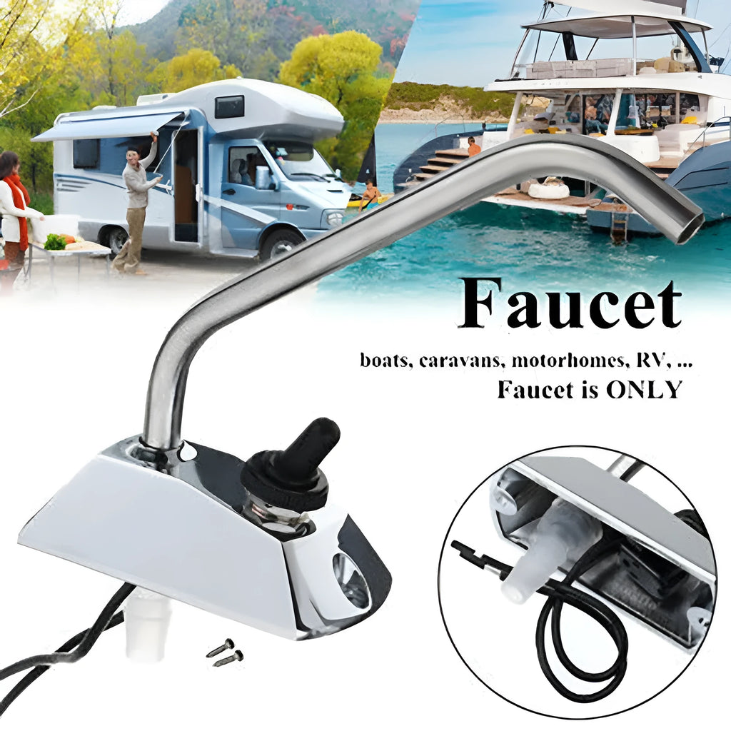 Electronic control RV rotating faucet with mirror-polished 316 stainless steel construction