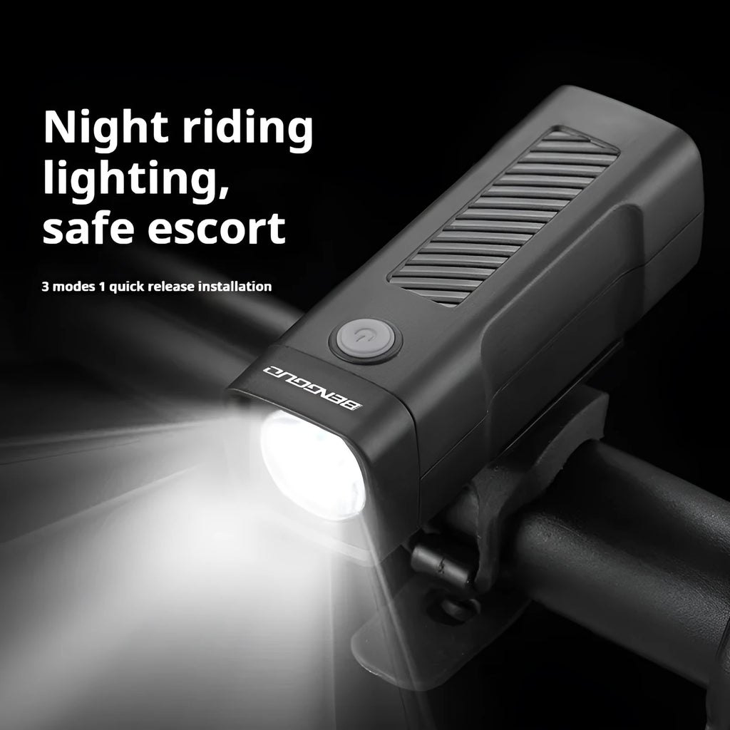 USB rechargeable bicycle headlight with 100 lumen LED and quick-release bracket