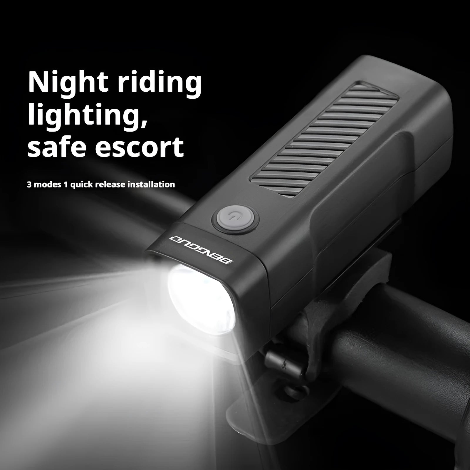 USB rechargeable bicycle headlight with 100 lumen LED and quick-release bracket