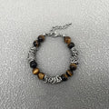 Men's beaded titanium steel bracelet with tigereye chain, geometric shape, unisex design for fashion wear