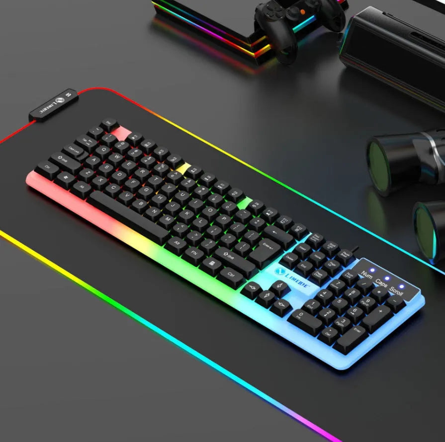 TX35 mechanical feeling computer keyboard in white and black rainbow colour options