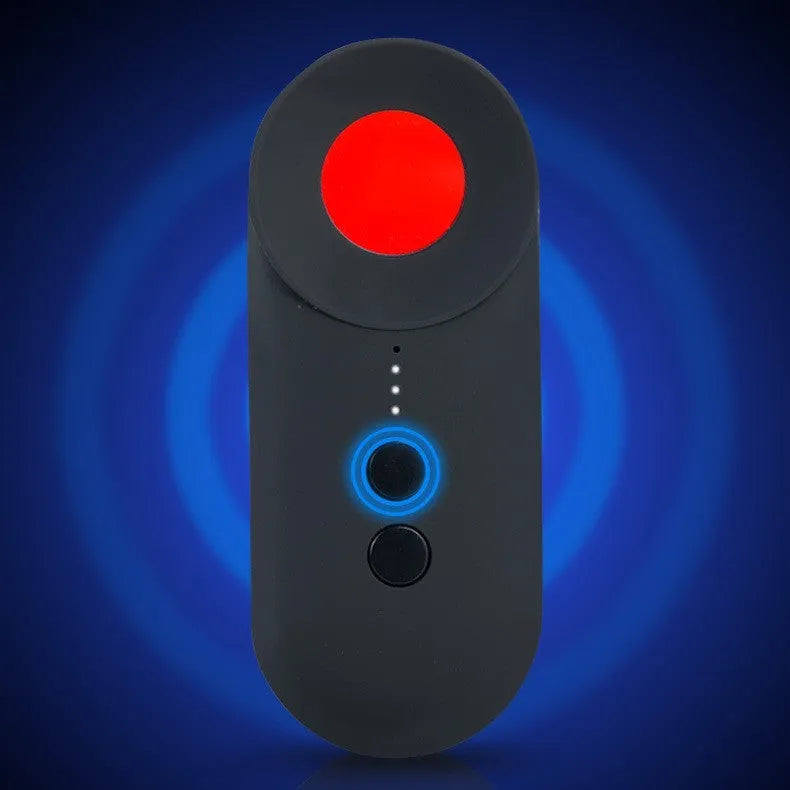 Black ABS handheld GPS and camera lens detector with a USB charging port.