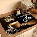 Kitchen countertop letter coffee maker water draining pad in PVC, square shape, K Coffee Time colour, modern simplicity style
