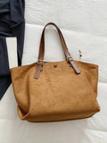 New retro fashion large capacity women's shoulder bag in PU leather with sewing thread detail and pendant