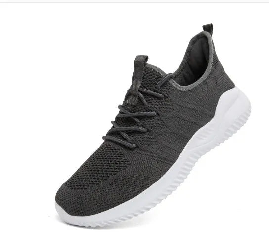 Men's black and white mesh sport sneakers with PVC soles for casual jogging