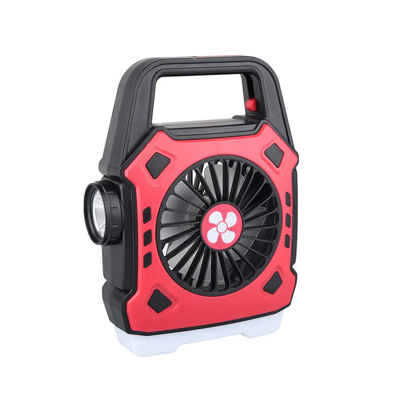 Multi-function fan light hand lamp with fast charging in black, blue, and red colour options
