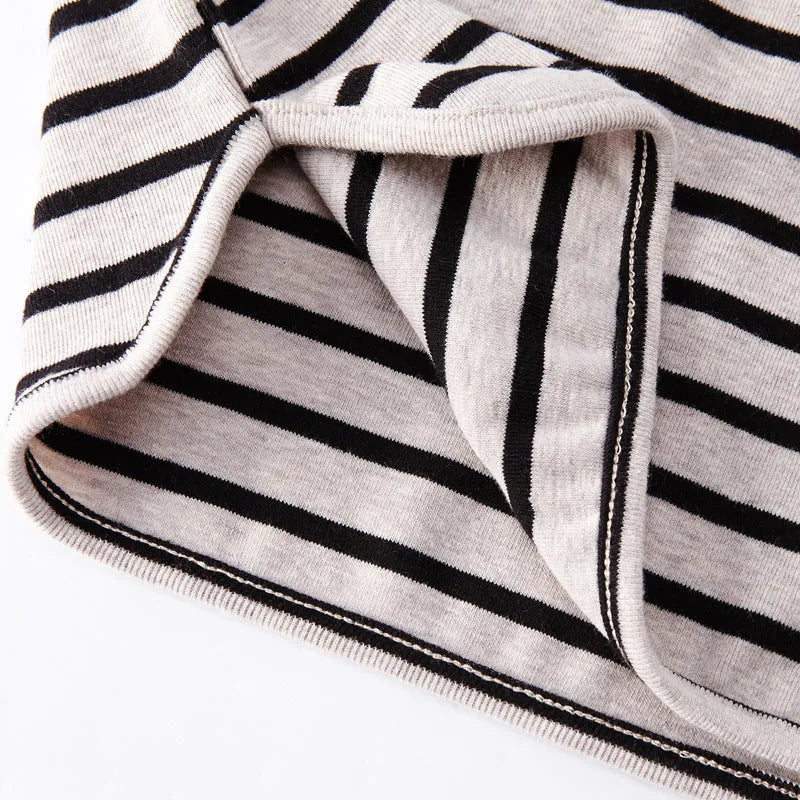 Girls' striped long sleeve t-shirt in red or black, 100% cotton, Asian sizes 80-104cm