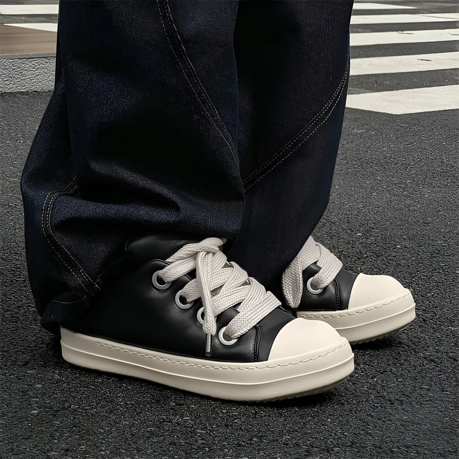 Black men's slip-on casual shoes with leather upper and rubber sole showing round toe and flat heel