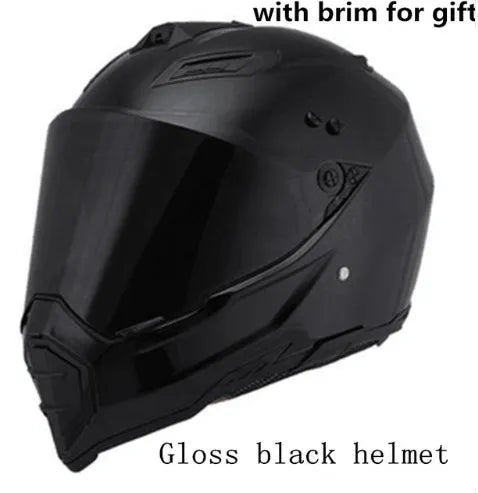 Full face dual-use off-road helmet in ABS with pull-down visor, multiple colour options