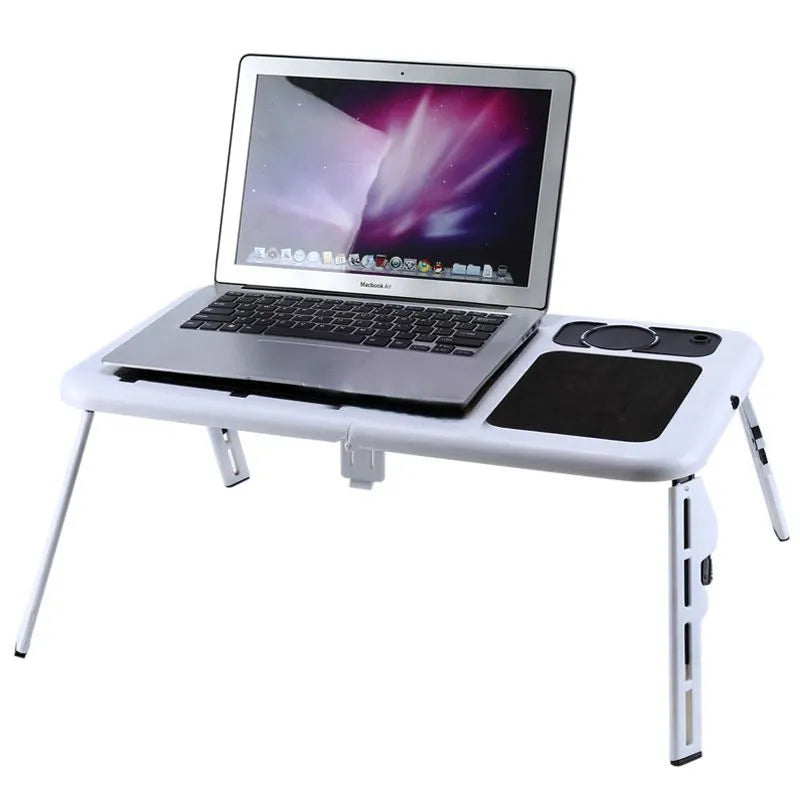 White folding ABS computer desk bed with adjustable legs and double heat dissipation, 560 x 316mm