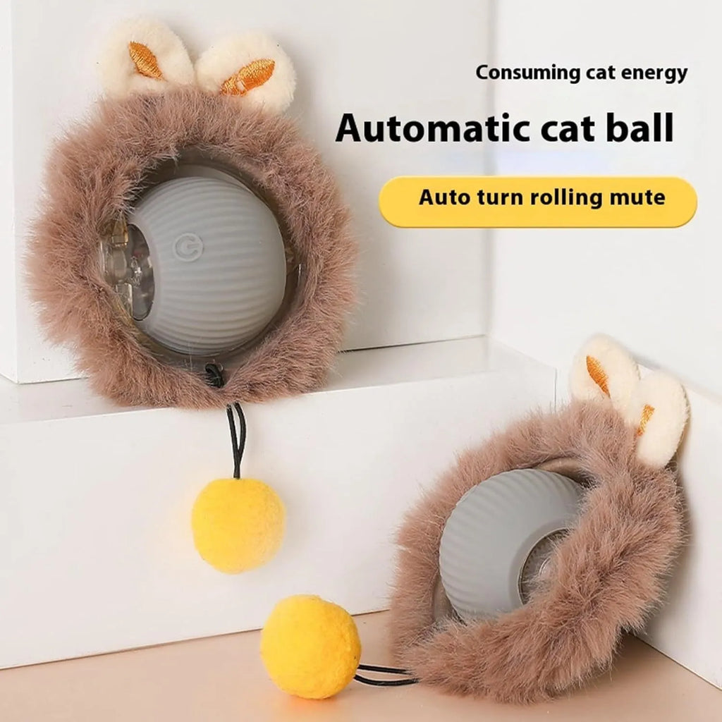 Automatic rotating rolling ball pet toy in grey, green, or red colours for interactive cat and dog play