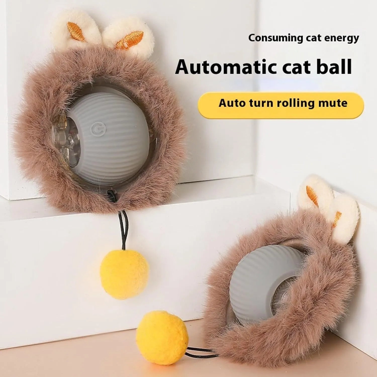 Automatic rotating rolling ball pet toy in grey, green, or red colours for interactive cat and dog play