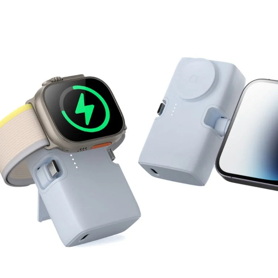 Compact wireless power bank with plastic shell and 5000mAh battery capacity