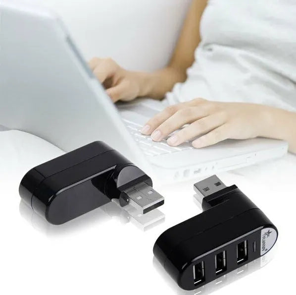 USB 2.0 hub with four ports and spinning colour design in black and white options