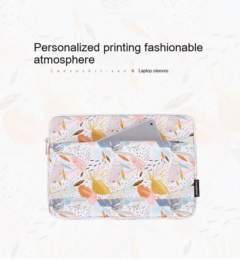 White PU leather laptop inner sleeve for 14 inch computers, showing simple design.