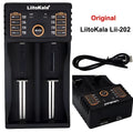 Two-slot lithium battery charger with LED display, Micro USB input, charging 18650 and 14500 cells