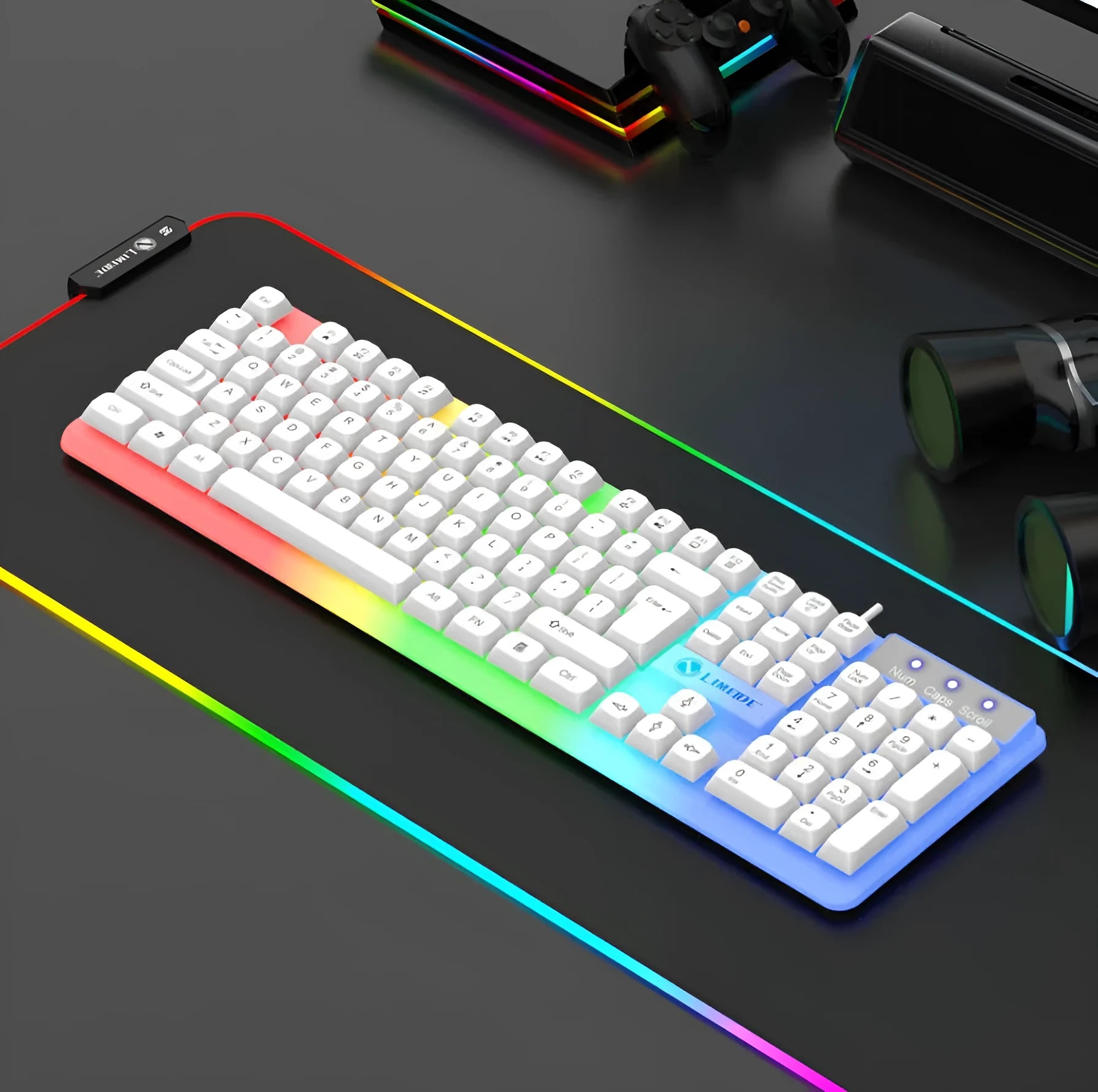 TX35 mechanical feeling computer keyboard in white and black rainbow colour options