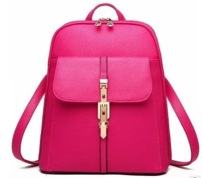New Summer Fashion lady bag simple fashion backpack in multiple colours including Black, Hot Pink, Sky Blue, and White