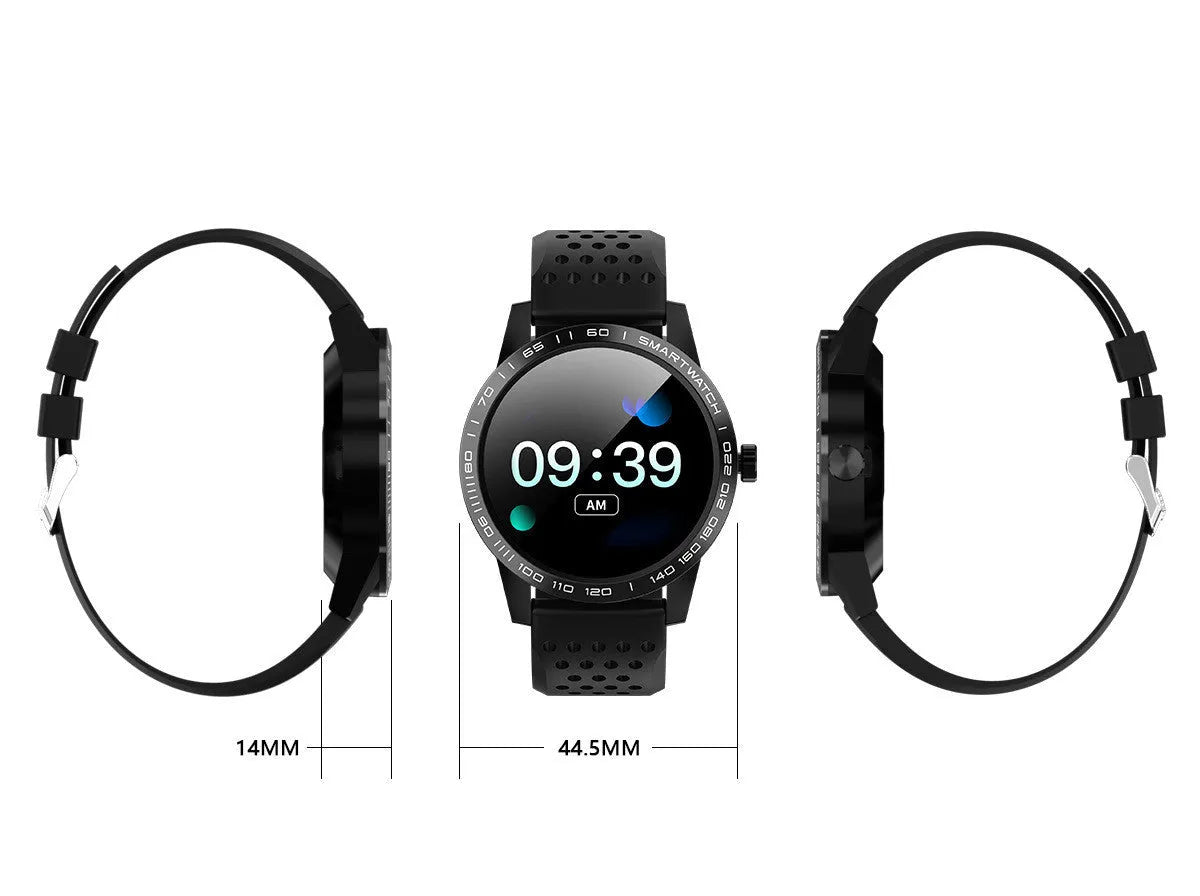 Black smart bracelet with 1.3-inch colour screen showing heart rate and fitness data on wrist.