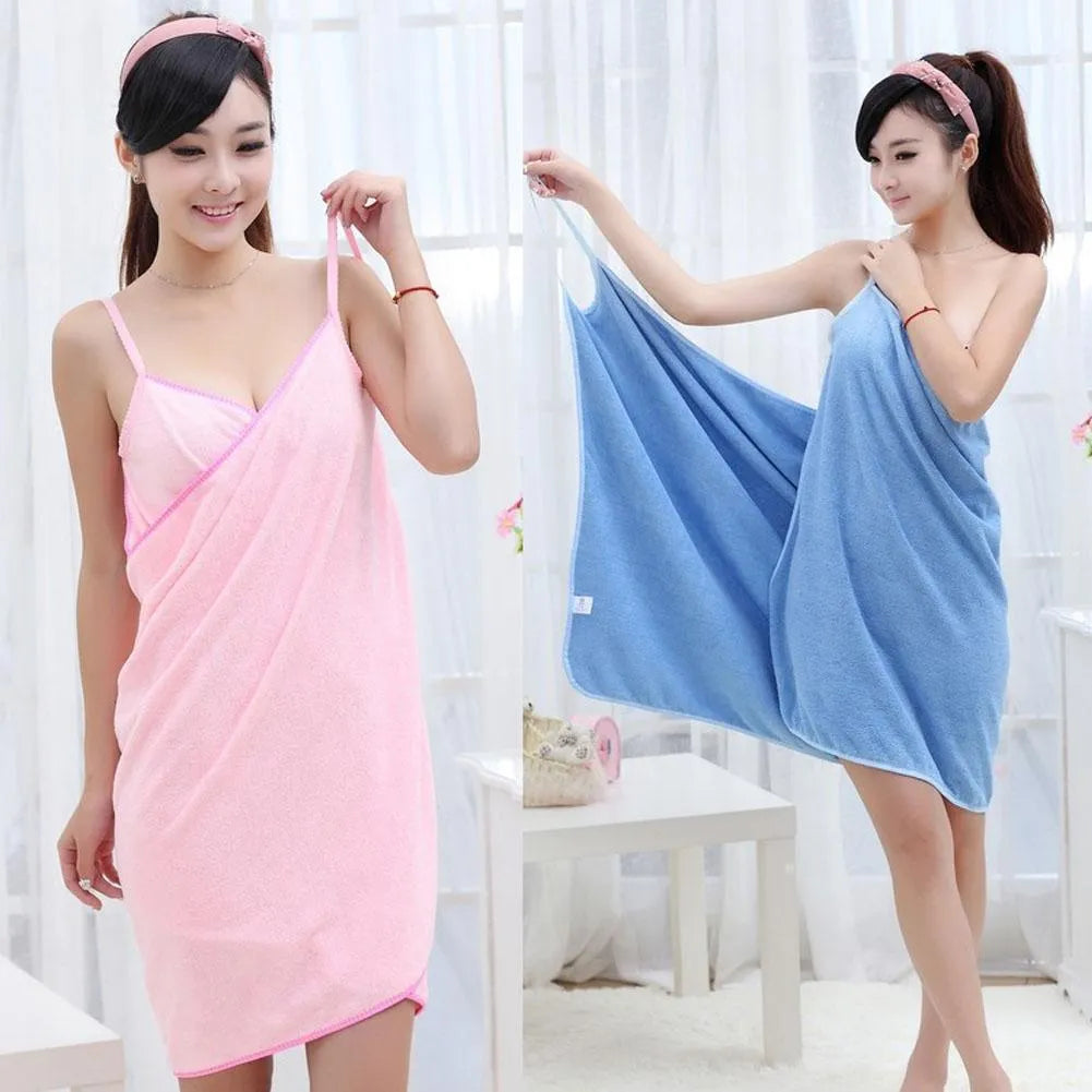 A polyester microfibre beach towel shown in blue, available in S and L sizes.