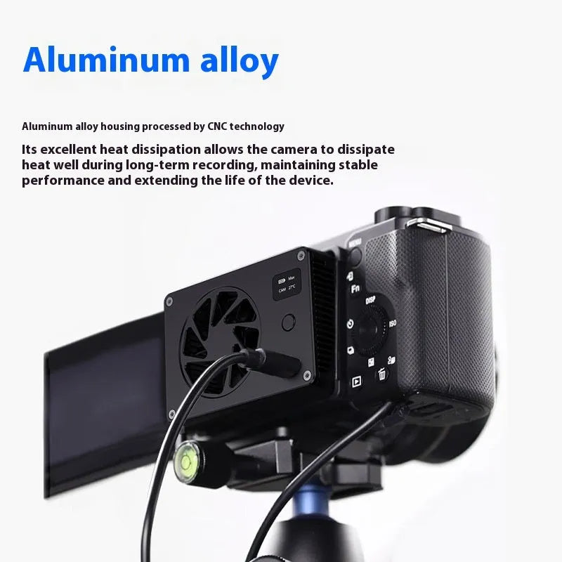 Black aluminium smart cooling radiator with mute fan measuring 89x52x25.95mm
