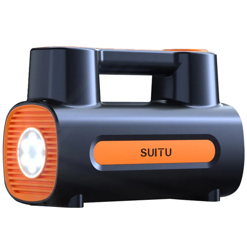 Car portable air pump with digital display and lighting, 120W wired tire inflator with four nozzles