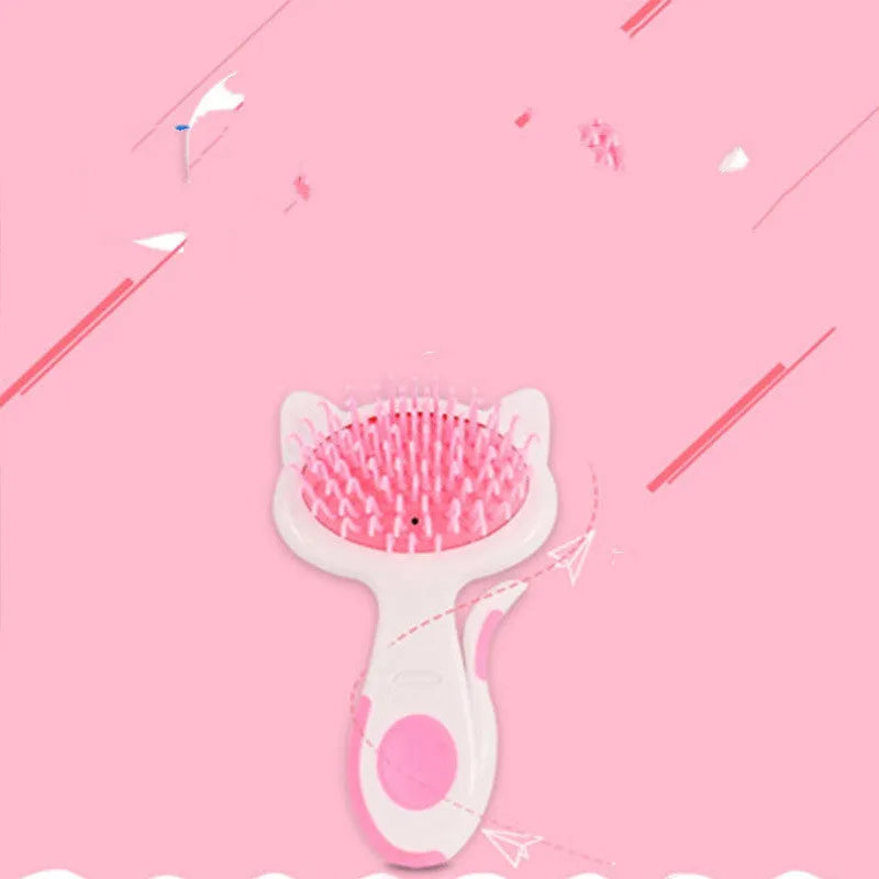 Cat comb with nylon needles and pink ABS resin body, 13cm high for grooming loose hair