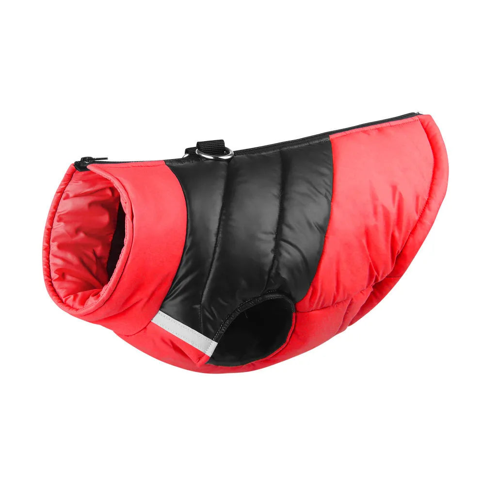 Waterproof padded dog winter coat with front zipper in multiple colours for small to large dogs