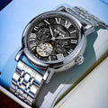 Men's steel automatic watch with business style dial on a choice of black or white steel strap.