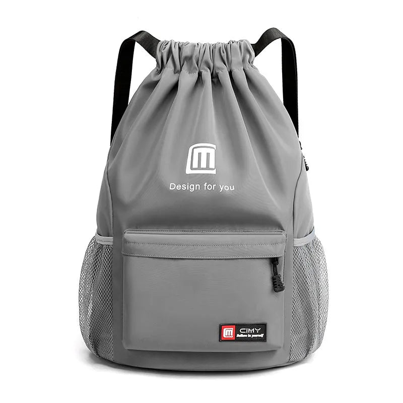 Oxford fabric drawstring backpack in multiple colours with foldable design and shoulder straps