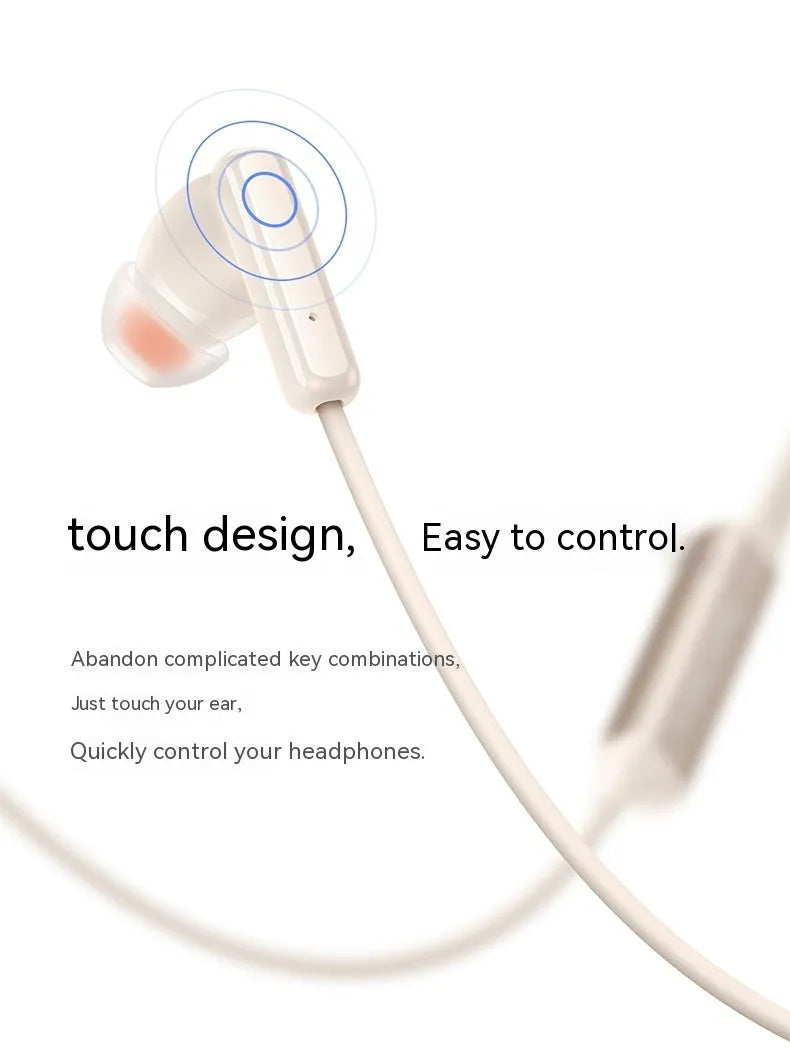 Wireless halter Bluetooth sport headset in black with binaural earbuds and neck-hanging design