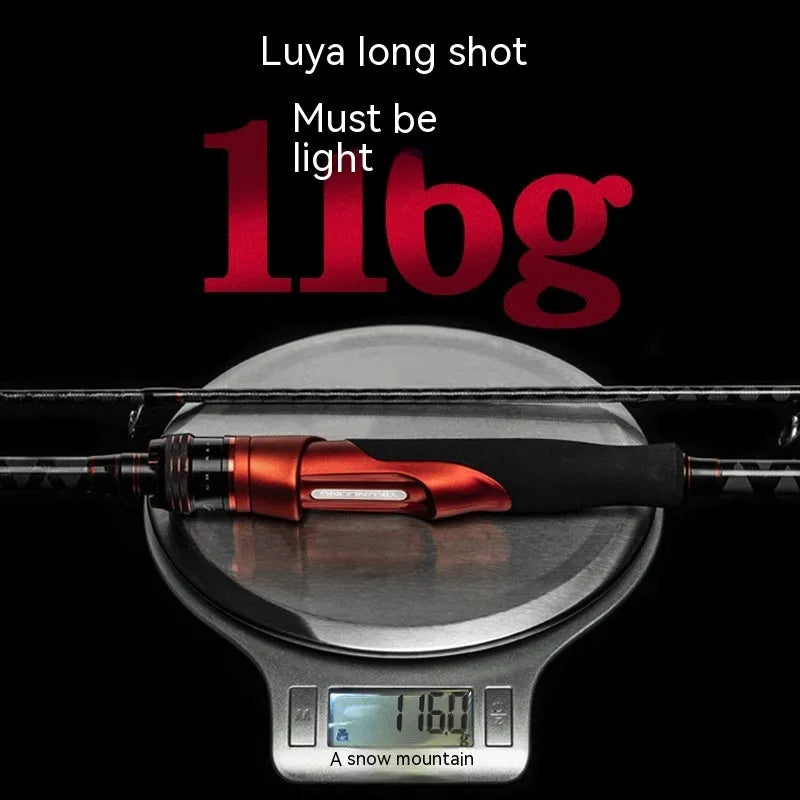 Carbon ultralight lure fishing rod showing straight handle and pikestaff style options in lengths of 2.1 metres and 2.4 metres.