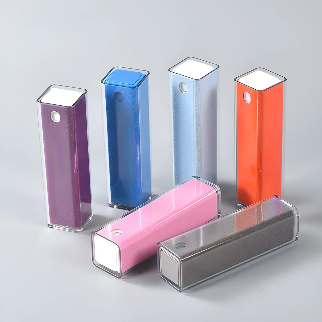 15ml phone screen cleaning spray bottle with flat protective case in multiple colour options