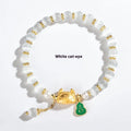 Natural agate crystal bracelet with 8mm diamond-cut beads and zodiac dragon design