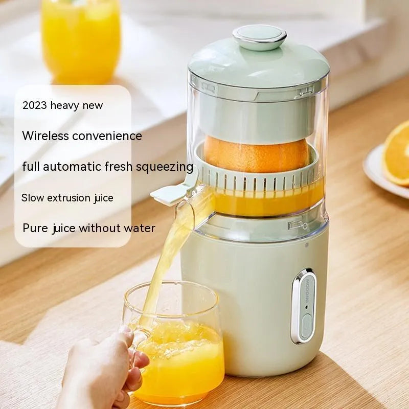 Green and white wireless portable electric juicer with USB charging port and removable parts