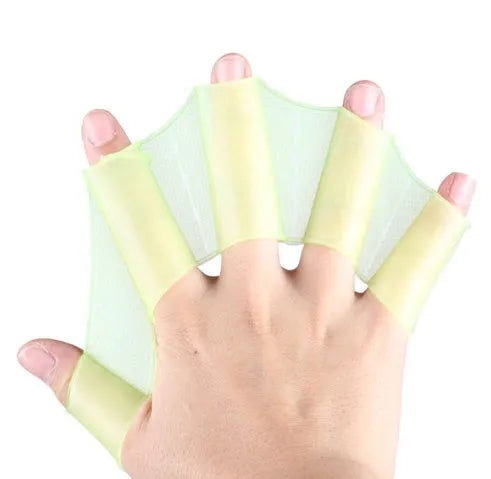 Unisex frog-type silicone swimming hand flippers webbed gloves in blue green pink colours