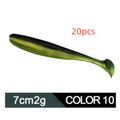 7cm soft worm mandarin fish fishing lure with two-tone T-tail in various colour options
