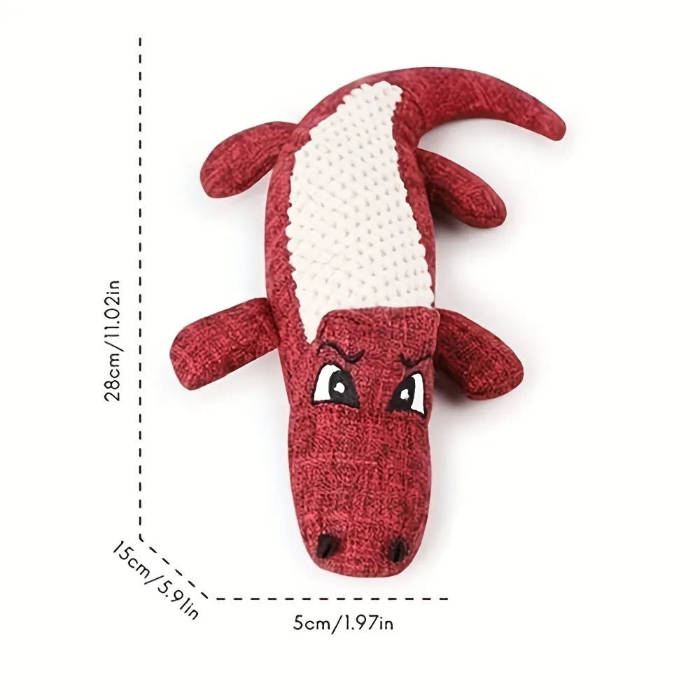 Corn cob plush pet toy in blue, green and red colours with biting sound mechanism