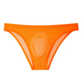 Men's seamless ice silk underwear briefs in striped colours on a white background