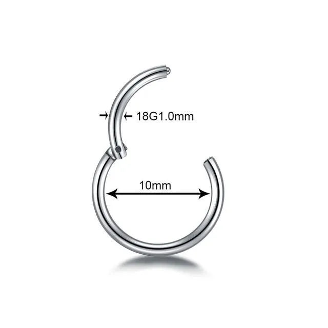 G23 titanium segment hinged clicker ring for septum nose piercing in rainbow colour finish