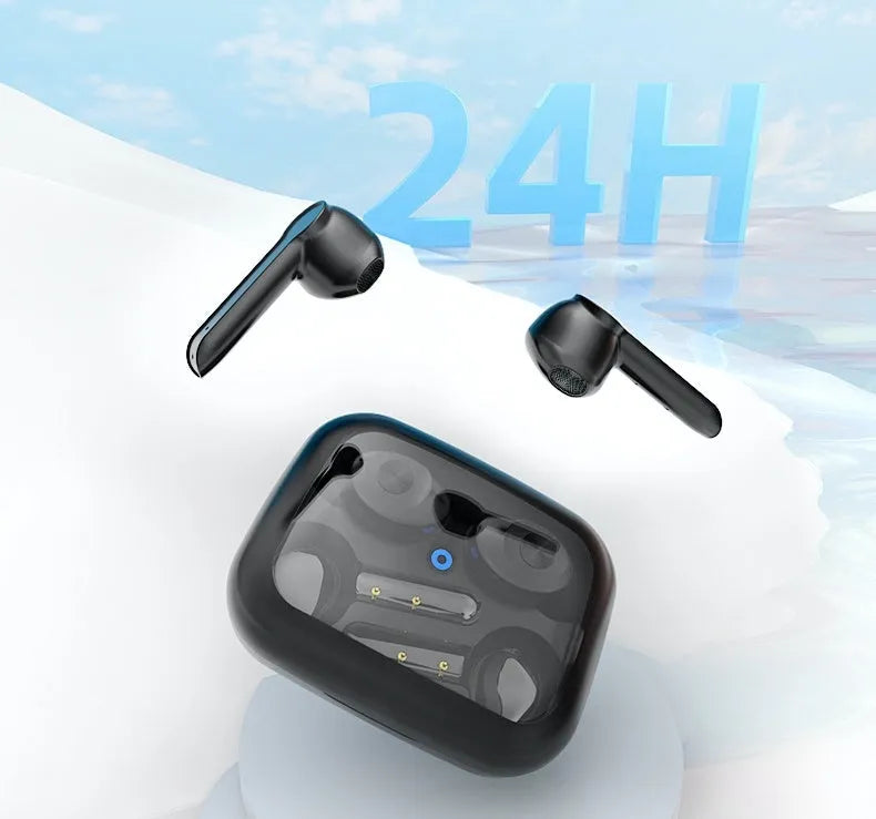 XG15 Bluetooth wireless dual headset in black with charging case and three ear cap sizes