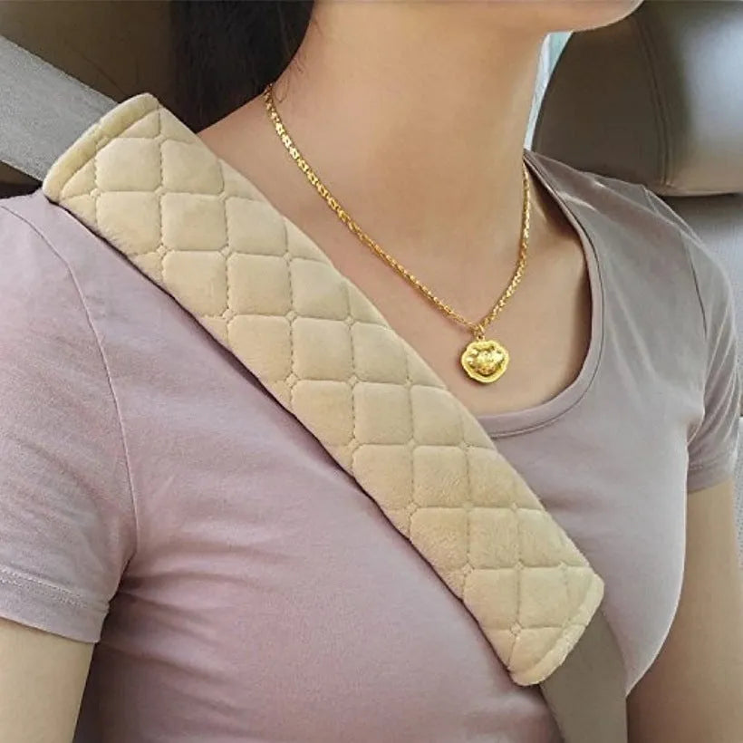 Black cotton car seat belt shoulder pad size 26.5x6cm for children and adults