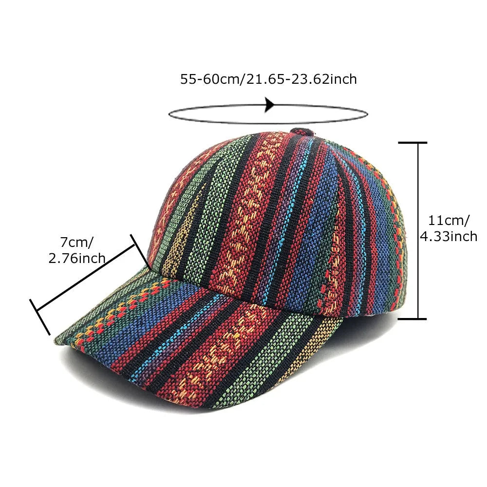 Women's beige Bohemian-style dome crown baseball cap made from polyester fabric.