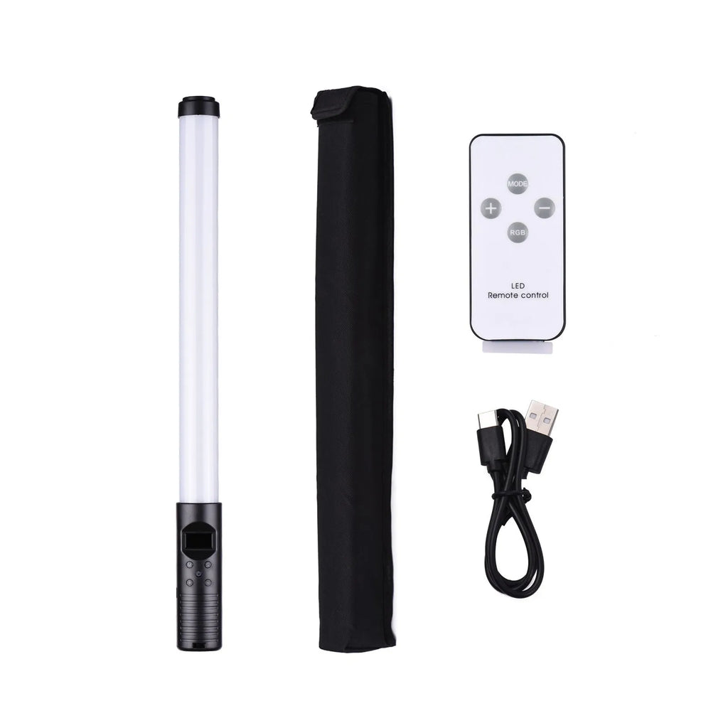 Handheld LED photography fill light with adjustable colour temperature and RGB lighting modes