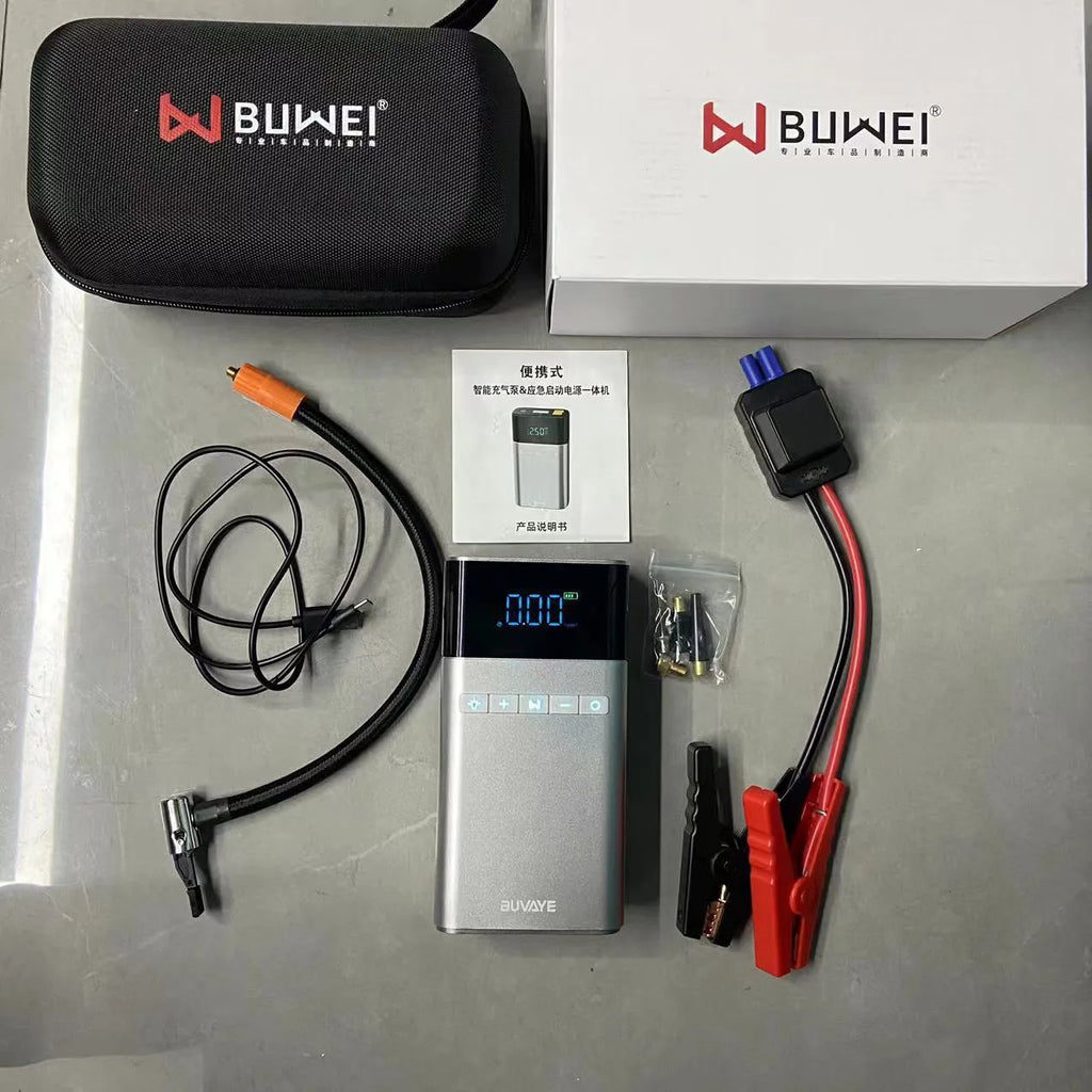 12400mAh capacity car jump starter power bank with aluminium alloy shell in EVA storage case