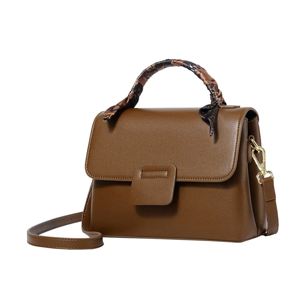 Women's soft PU crossbody bag in horizontal square shape with double shoulder straps, available in five colours