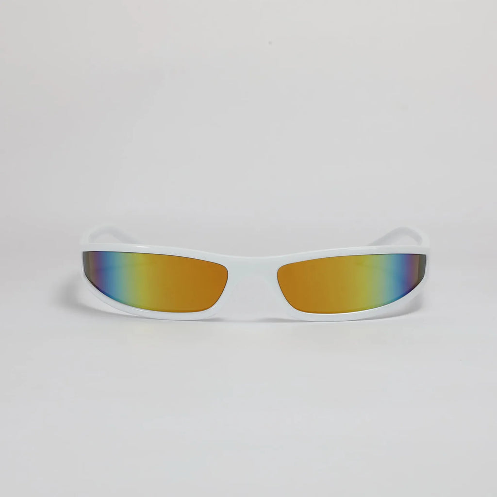 Women's narrow frame sunglasses in future style design with mercury colour options for sun protection and fashion wear