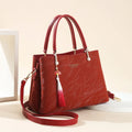 Women's large square shoulder bag in PU leather with a slit pocket, shown in beige colour.