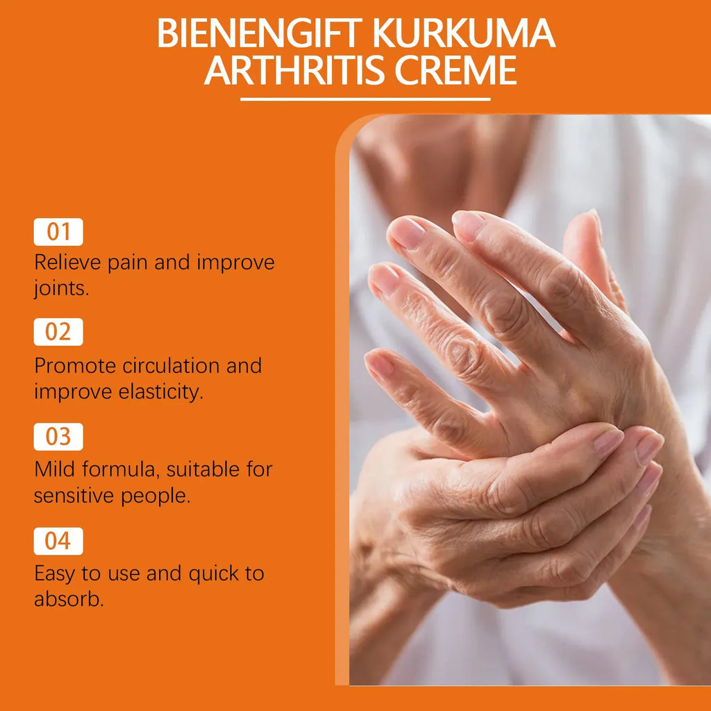 Turmeric joint soothing cream tube with bee venom and ginger extract ingredients