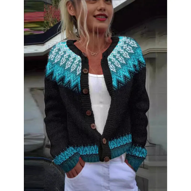 Yellow digital print cardigan coat with 3D pattern effect, regular sleeves, fresh sweet style